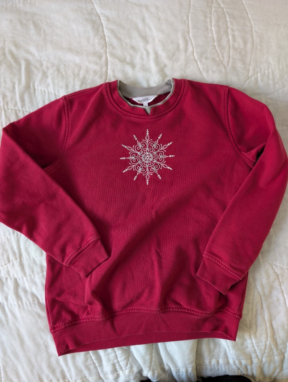 Crewneck Sweater with Embroidered Snowflake